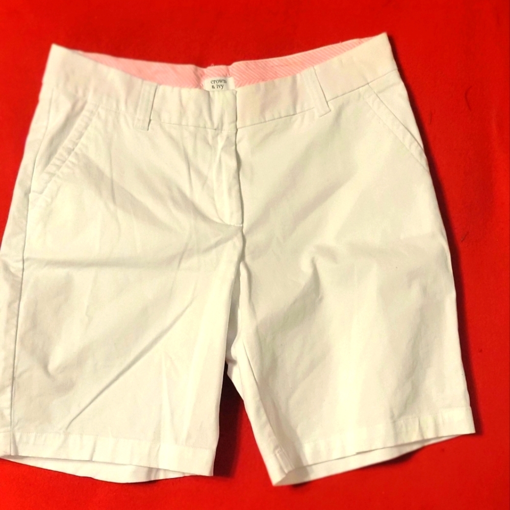 Women's Crown & Ivy White Bermuda Shorts